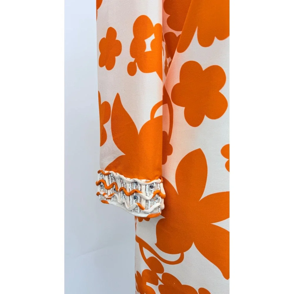 Tory Burch White and Orange Floral Mini Dress